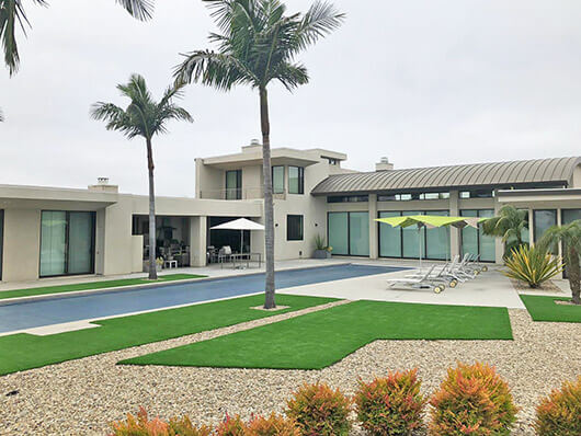 Pool area with artificial grass